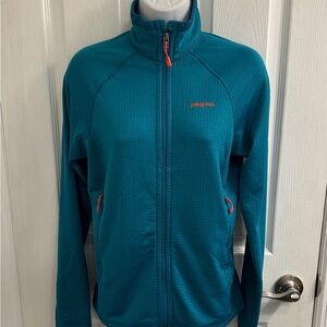 PATAGONIA Women’s R-1 Full Zip Teal/ Orange Jacket Size Small